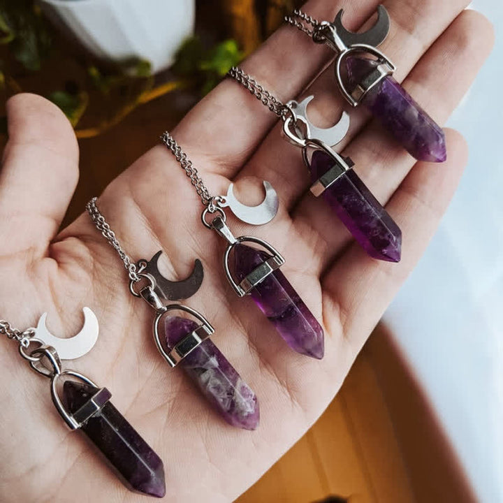 Olivenorma Amethyst Crescent Moon Charm Necklace - image 1