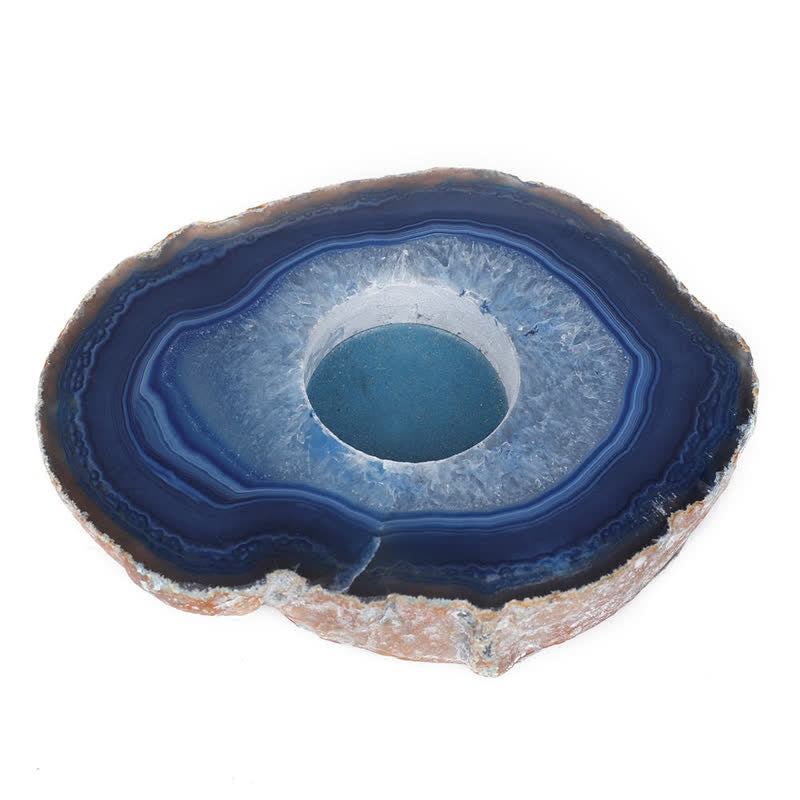 Natural Blue Agate Slice Candle Holder - image 4