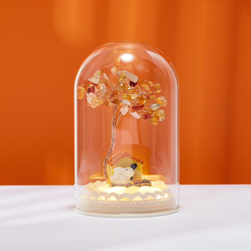 Olivenorma Natural Crystal Glass Cover Feng Shui Tree Decoration - Amber & Tree & House - image 11