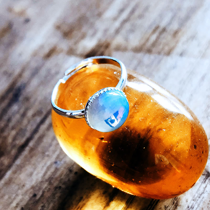 Olivenorma Opal Moonstone Simple Half Circle Adjustable Ring - image 20