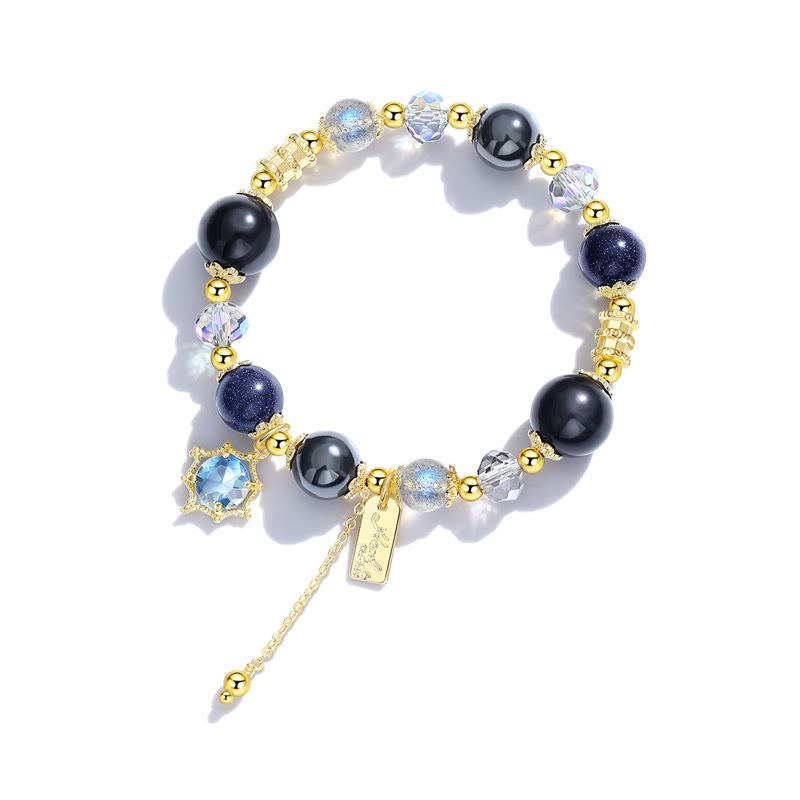 Olivenorma Blue Sandstone Moonstone Obsidian Beaded Bracelet - image 3