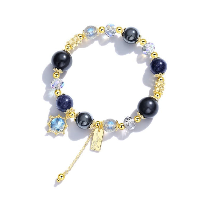 Olivenorma Blue Sandstone Moonstone Obsidian Beaded Bracelet - image 3