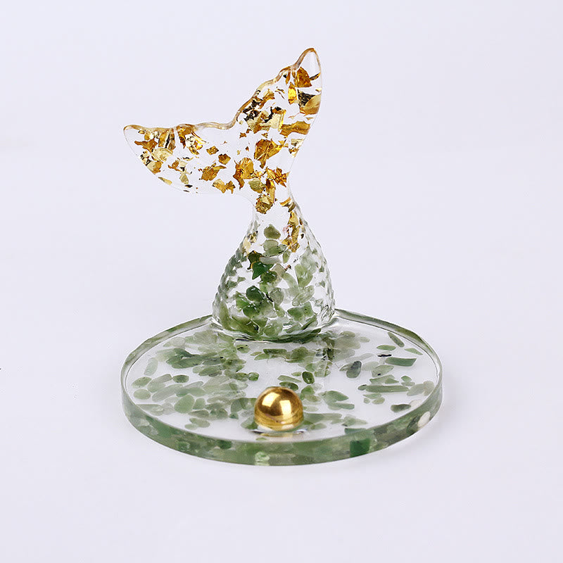Olivenorma Crystal Gravel Glue Mermaid Tail Phone Holder Decoration - Green Aventurine - image 14