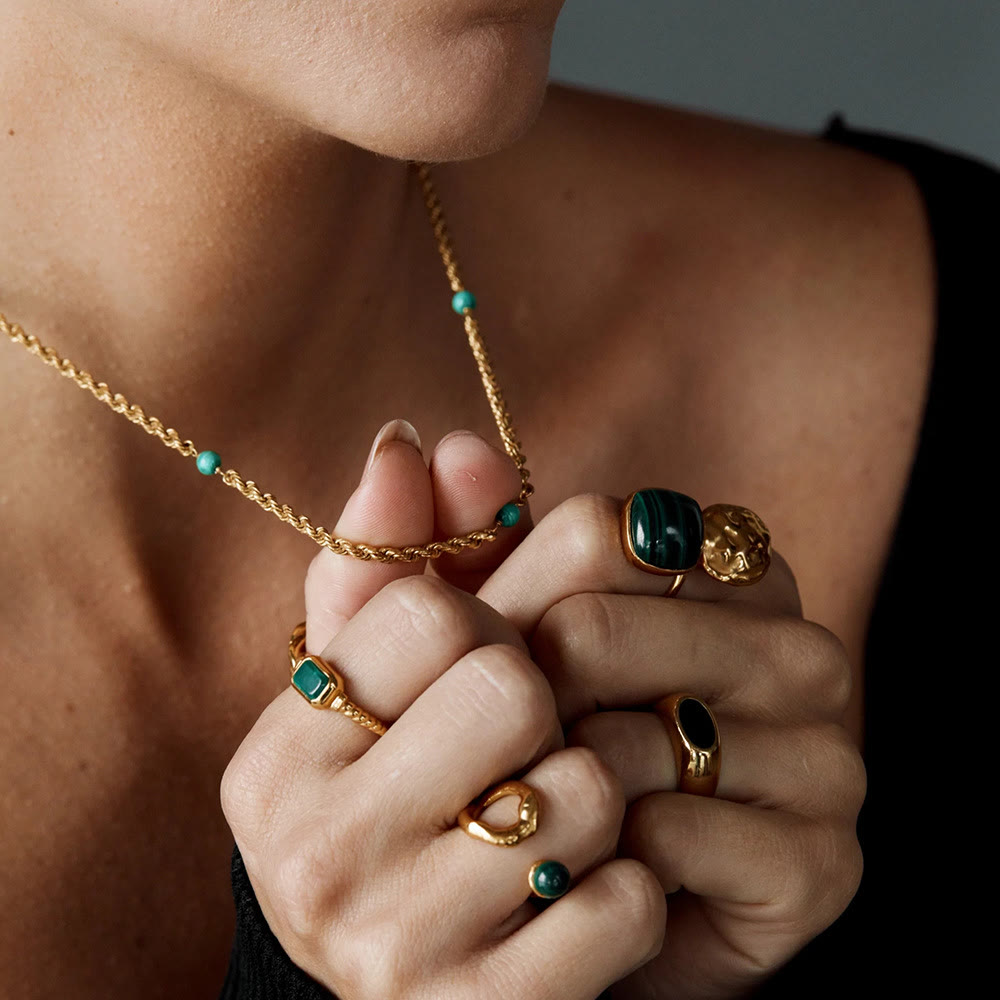 Olivenorma Natural Malachite Beaded Clavicle Twist Necklace - image 1