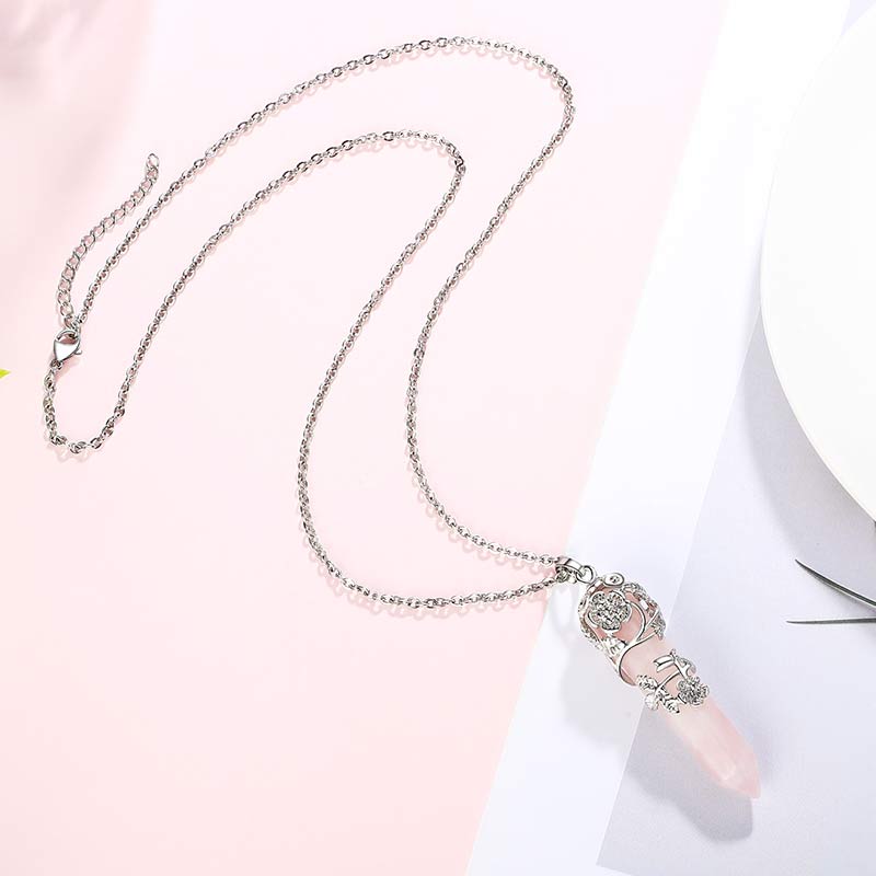 Olivenorma Natural Crystal Hexagonal Column Necklace - image 12