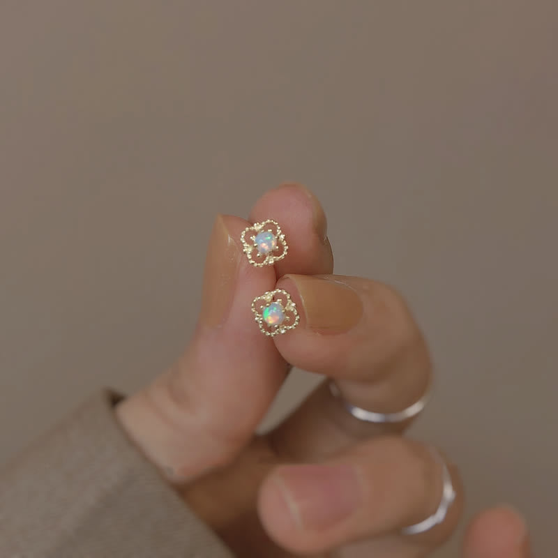 Olivenorma Delicate Vintage Opal Rhombic Earrings - image 4