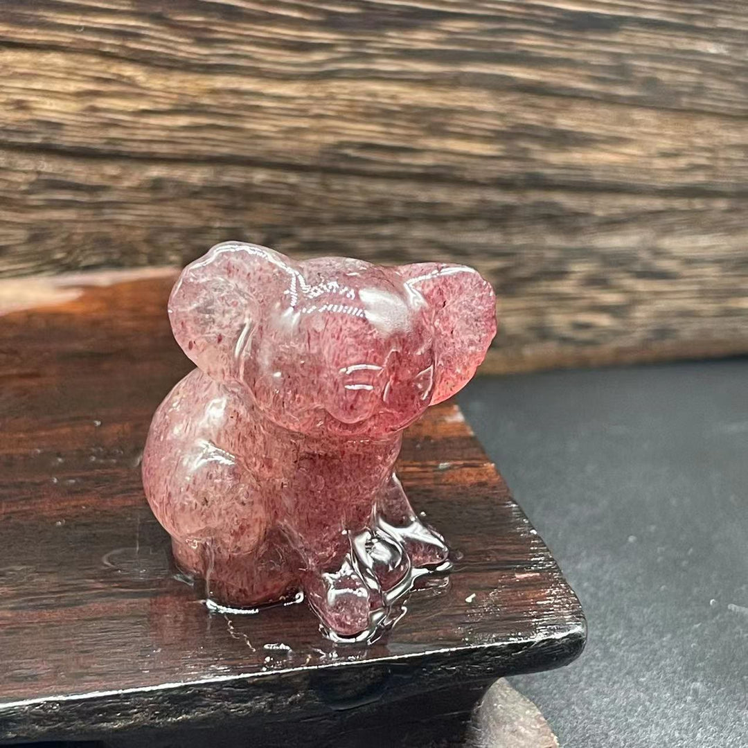 Olivenorma 1.2 Inches Carved Cute Koala Figurine Gemstone Decoration - Strawberry Quartz - image 38
