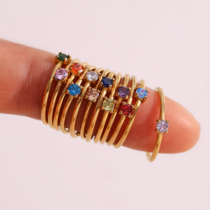 Olivenorma Simple Birthstone Stainless Steel Plated 18k Ring - image 32