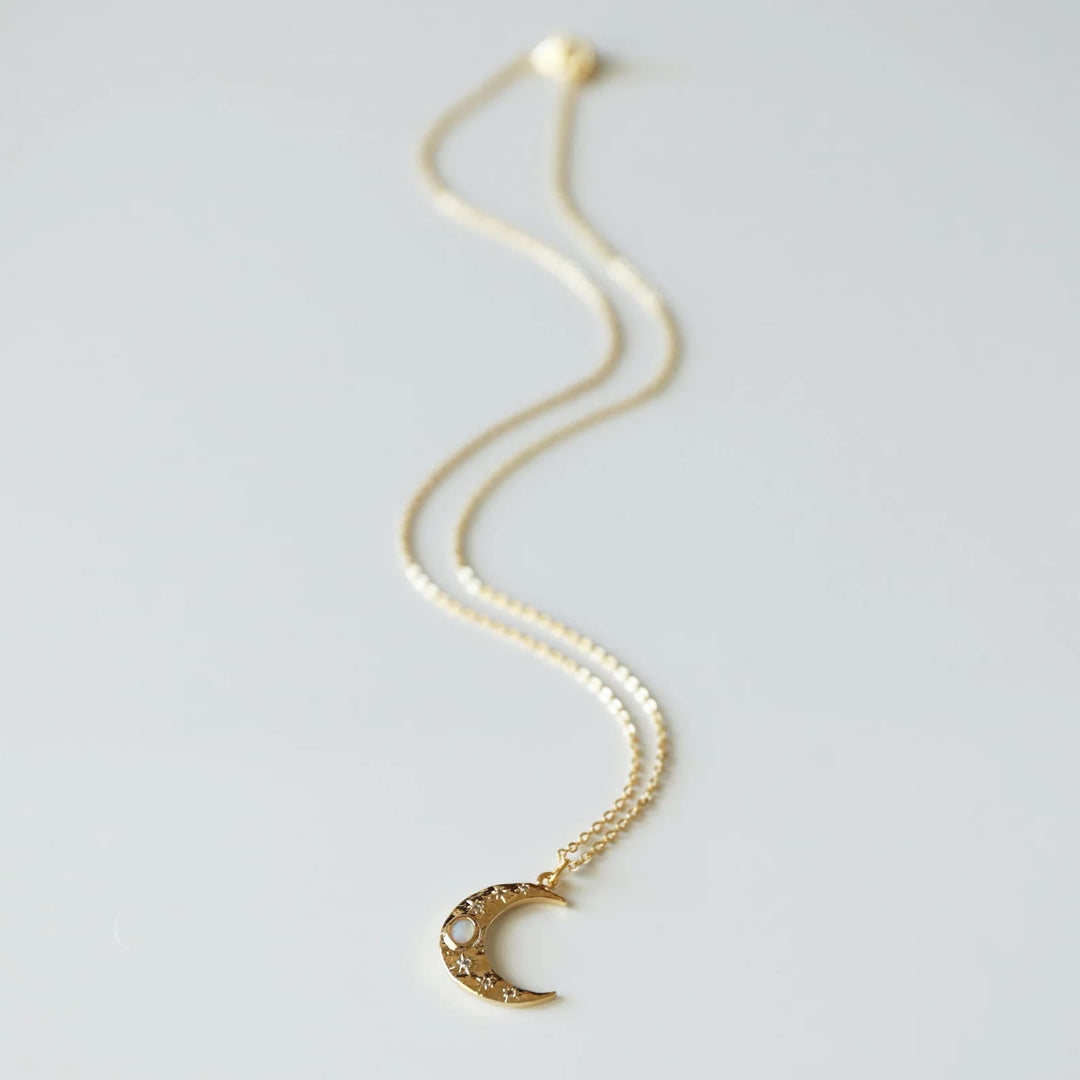 Olivenorma Golden Moon Opal Pendant Clavicle Necklace - image 6