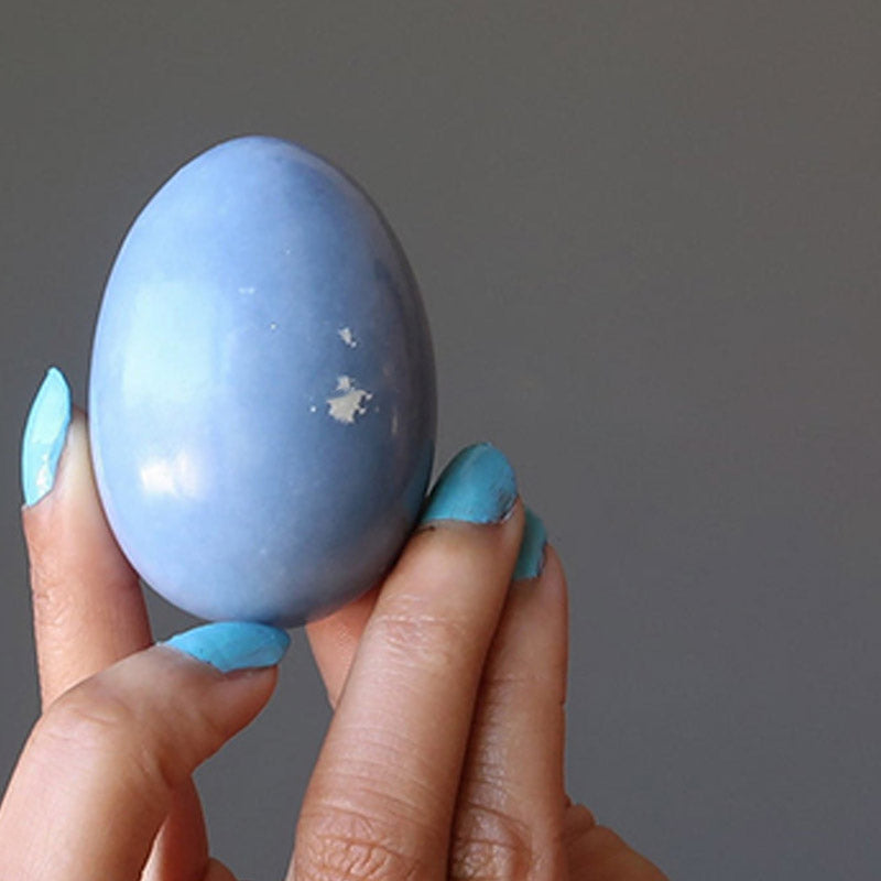 Easter Angelite Guardian Angel Crystal Egg - image 1