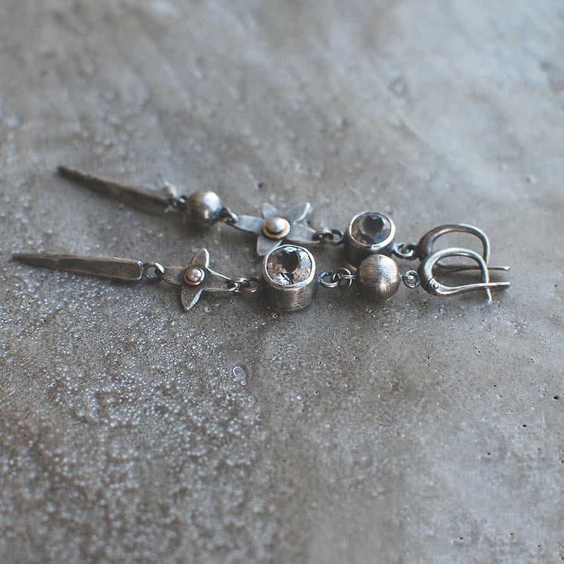 Olivenorma Geometric Long Rhinestone Star Drop Earrings - image 2