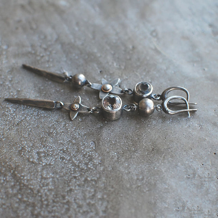 Olivenorma Geometric Long Rhinestone Star Drop Earrings - image 2