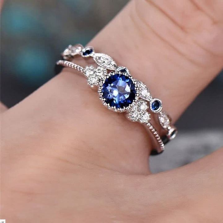 Wealth Goddess Emerald Zircon 2Pcs/Set Ring - image 9