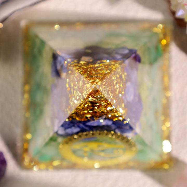 Olivenorma Blue Green Aventurine Peridot Eye Of Horus Orgone Pyramid - image 3