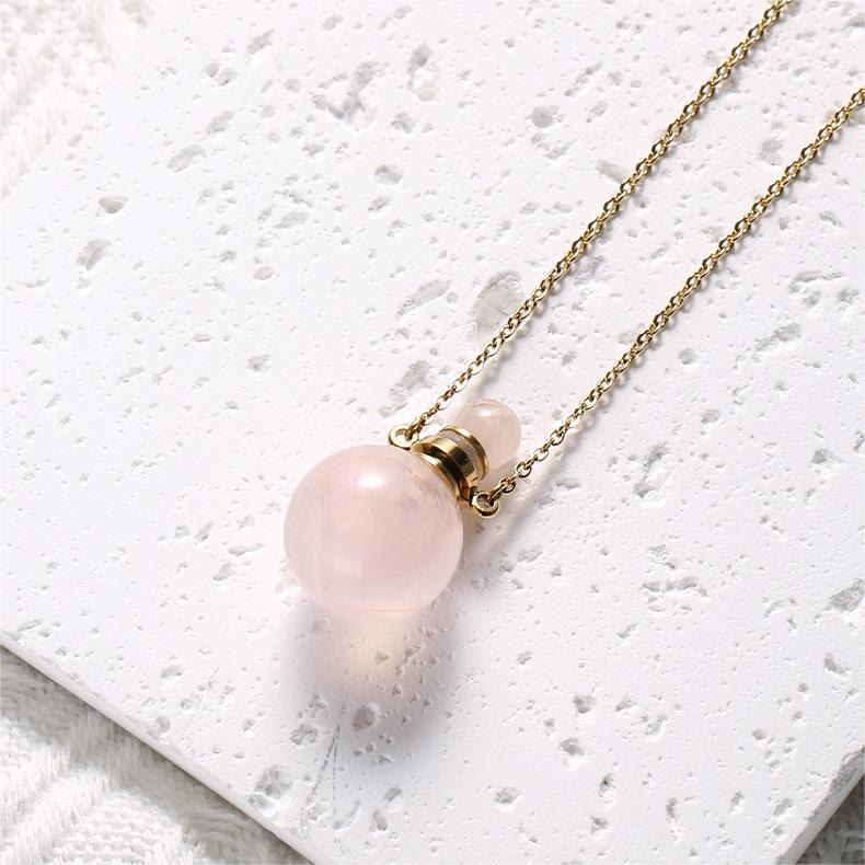 Olivenorma Round Stone Perfume Bottle Pendant Pendants Necklace - image 5