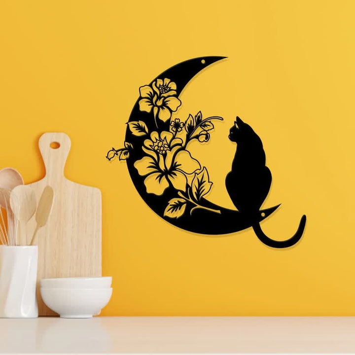 Olivenorma Cresent Moon and Cat Metal Wall Decor - image 4