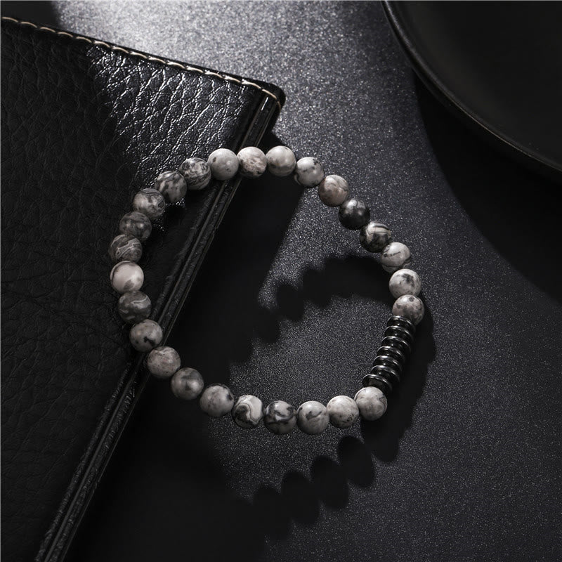 Olivenorma 6mm Natural Stone Beads Mens Bracelet - image 4