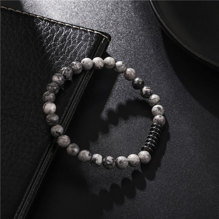 Olivenorma 6mm Natural Stone Beads Mens Bracelet - image 4
