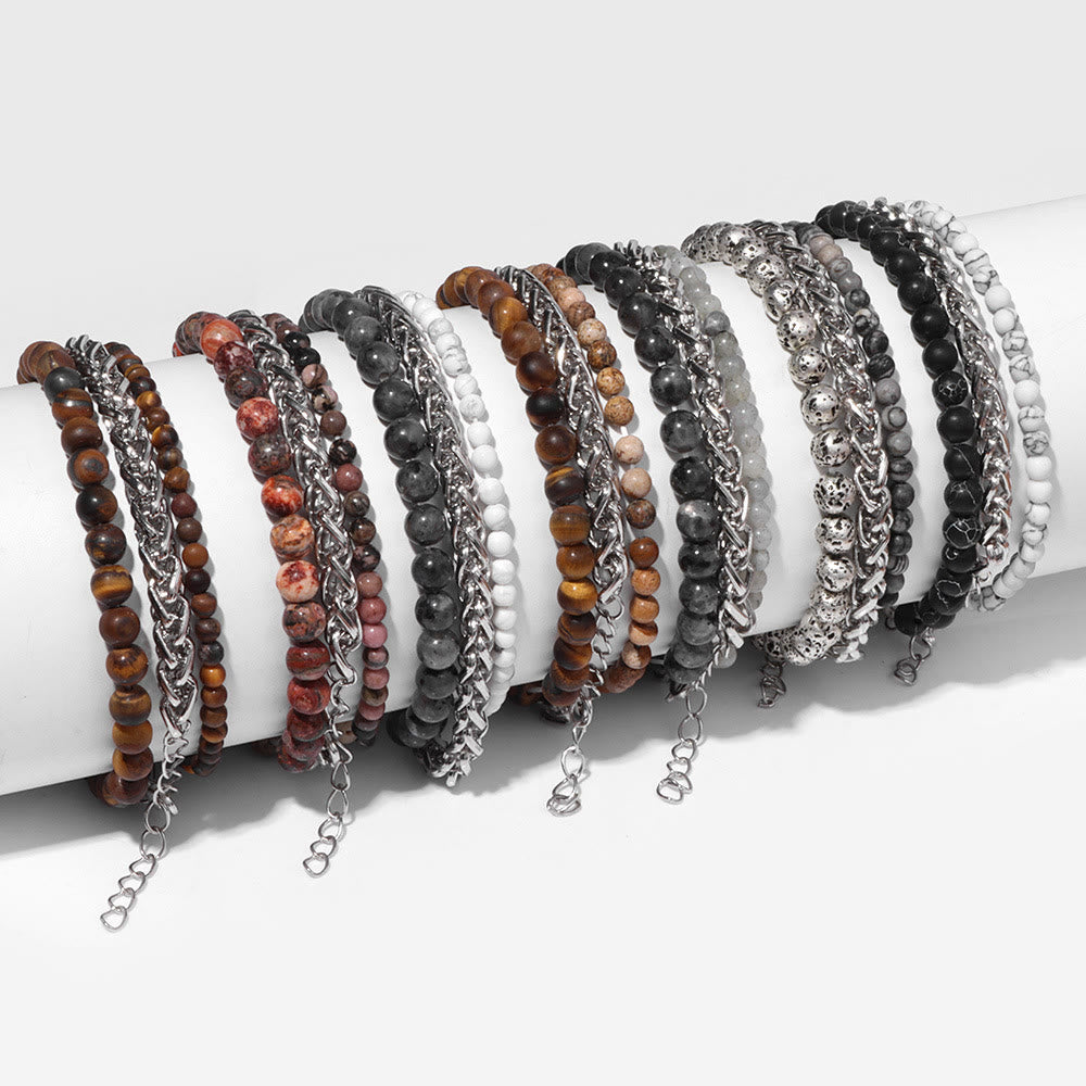 Olivenorma "Peace And Calm" Retro Rose Stone Bracelet Set - image 0