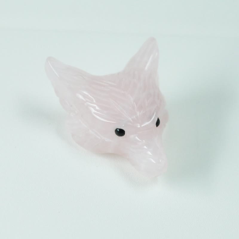 Olivenorma Spirit Guardian Wolf Head Crystal Carving Gemstone Decoration - Rose Quartz - With Card - image 19