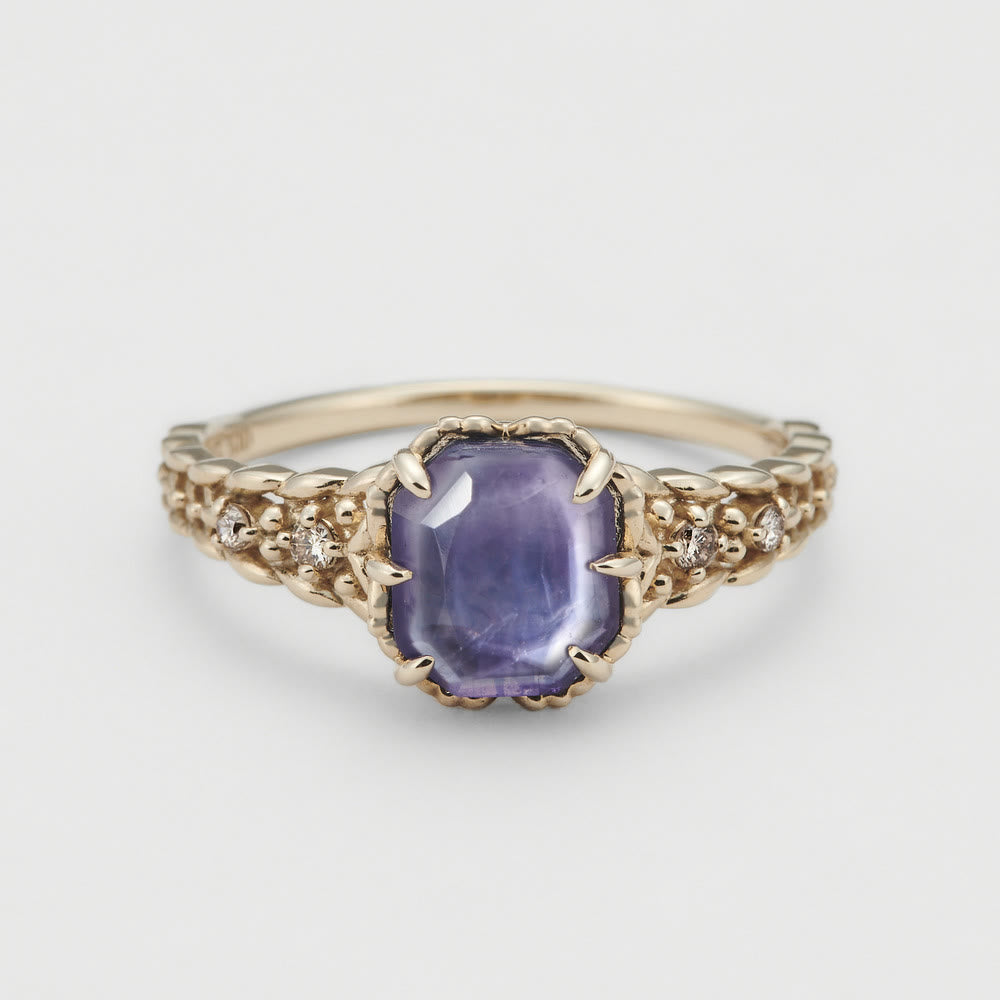 Olivenorma Natural Amethyst Square Stone Ring Necklace - image 7