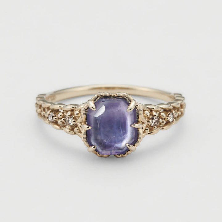 Olivenorma Natural Amethyst Square Stone Ring Necklace - image 7