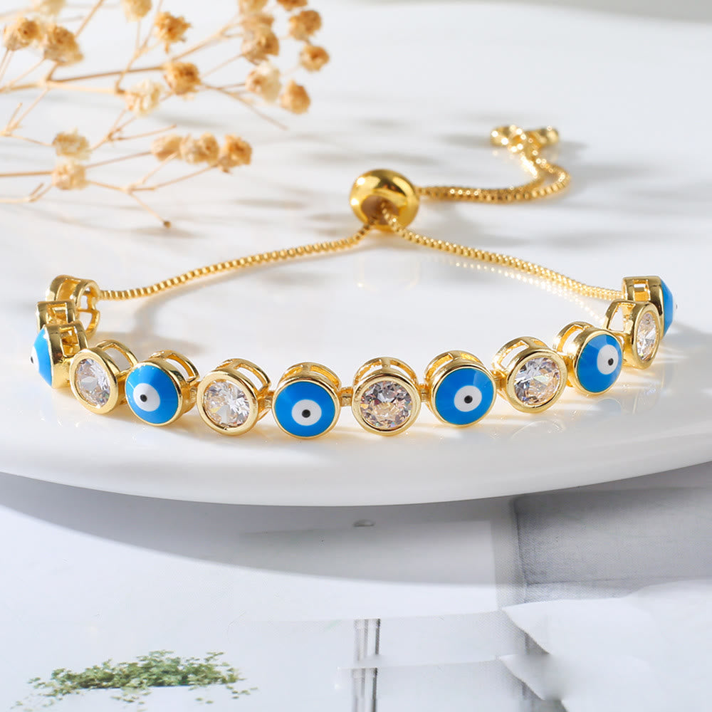 Olivenorma White Zircon Evil Eye Adjustable Bracelet - Blue&Evil Eye - image 6