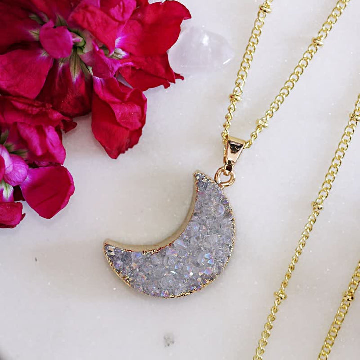 Olivenorma Natural Crystal Crescent Moon Necklace - image 2