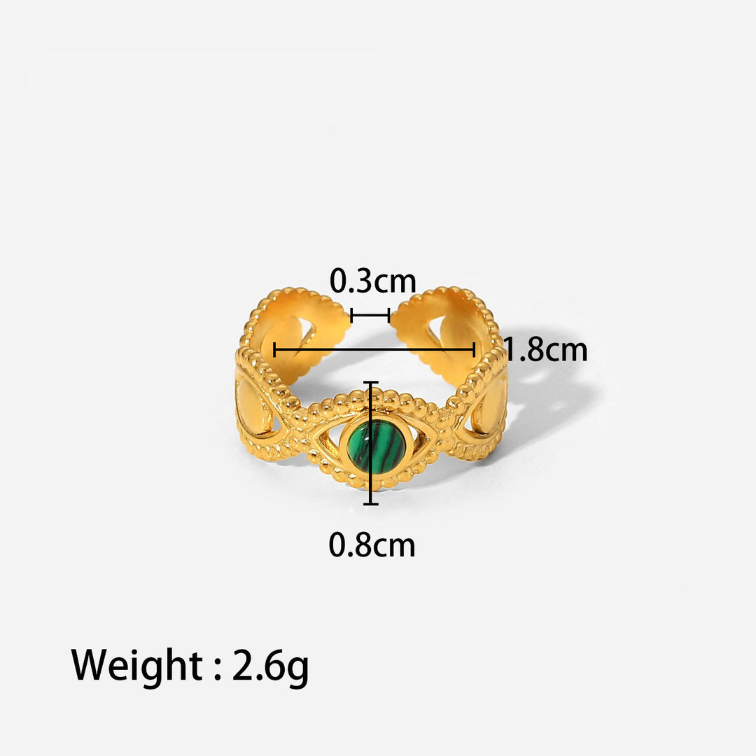 Olivenorma Gold Green Natural Malachite Open Ring Set - Malachite Eyes - image 17