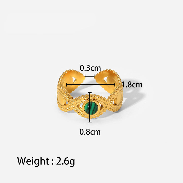 Olivenorma Gold Green Natural Malachite Open Ring Set - Malachite Eyes - image 17