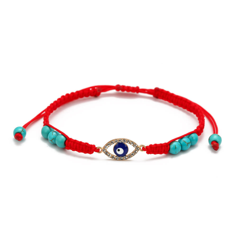 Olivenorma Turquoise White Zircon Evil Eye Braided Adjustable Bracelet - Evil Eye - Red - image 15