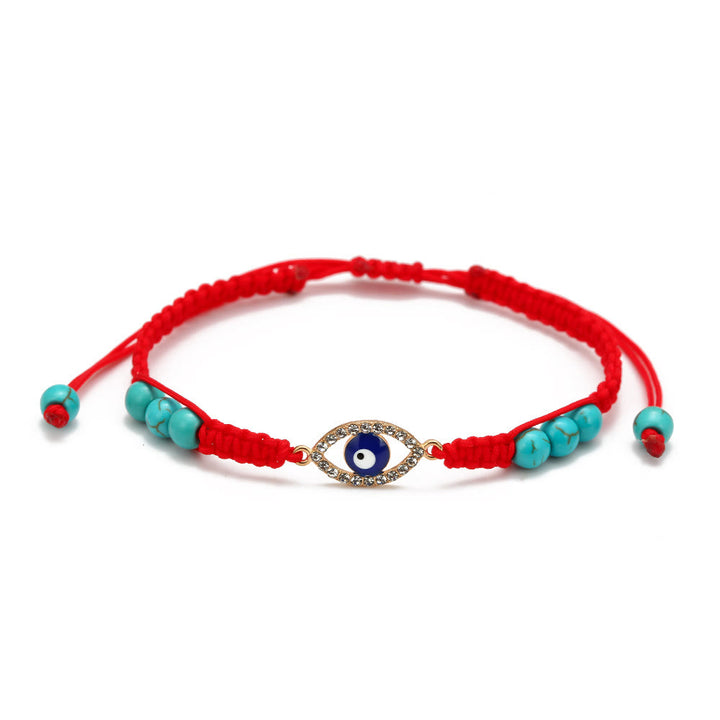 Olivenorma Turquoise White Zircon Evil Eye Braided Adjustable Bracelet - Evil Eye - Red - image 15