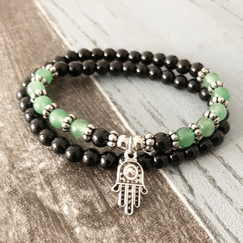 Olivenorma 6mm Double Wrap Men Women Hamsa Bracelet Set - image 3