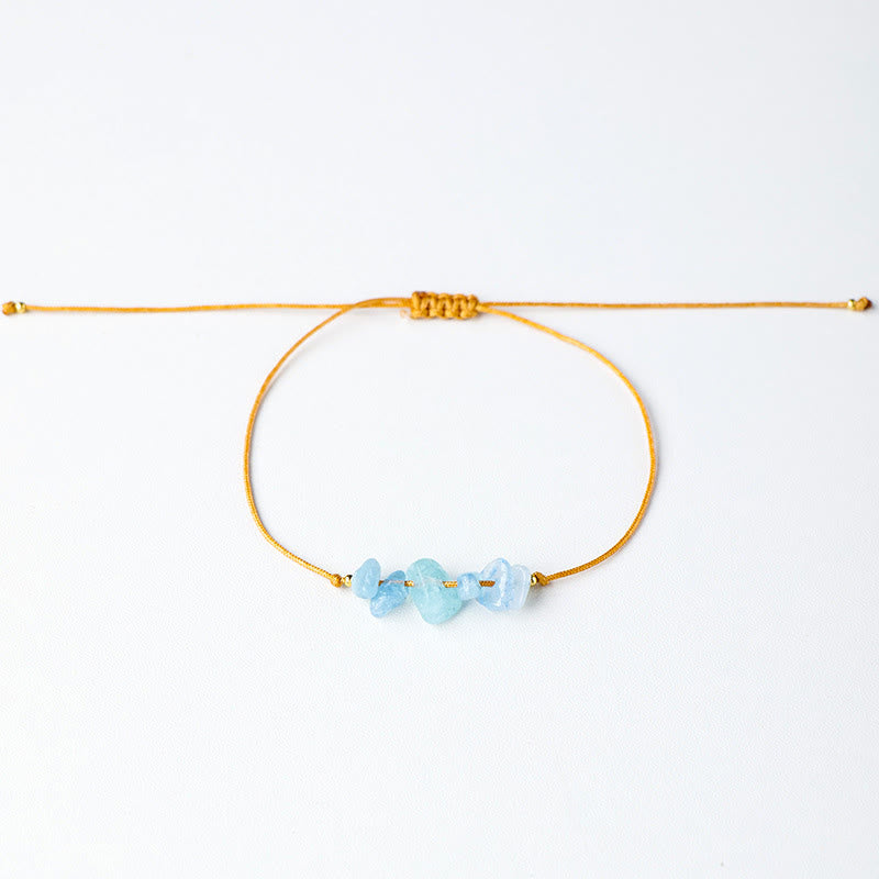 Olivenorma "Nature's Healing Wishes" Irregular Gemstone Braided Bracelet  - Aquamarine - image 3