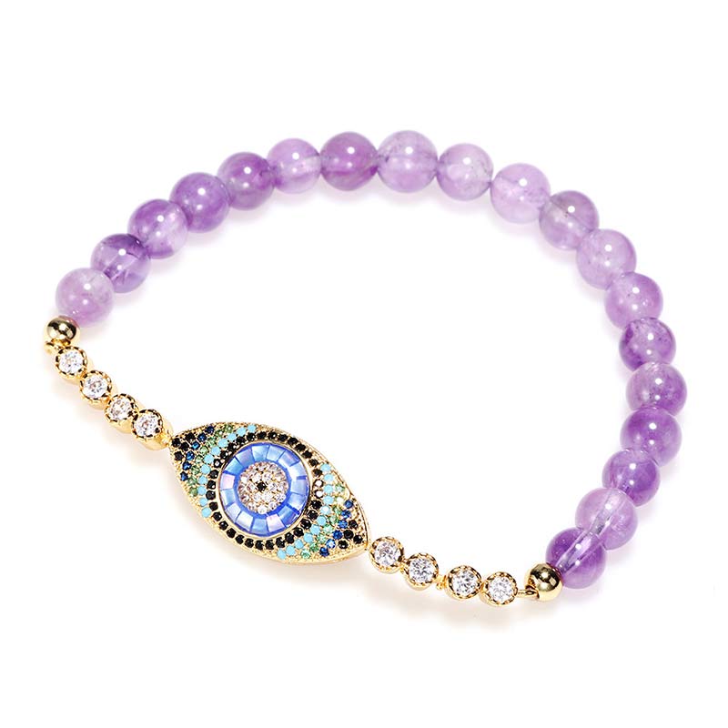 Olivenorma Amethyst Evil Eye Symbol Healing Bracelet - image 2