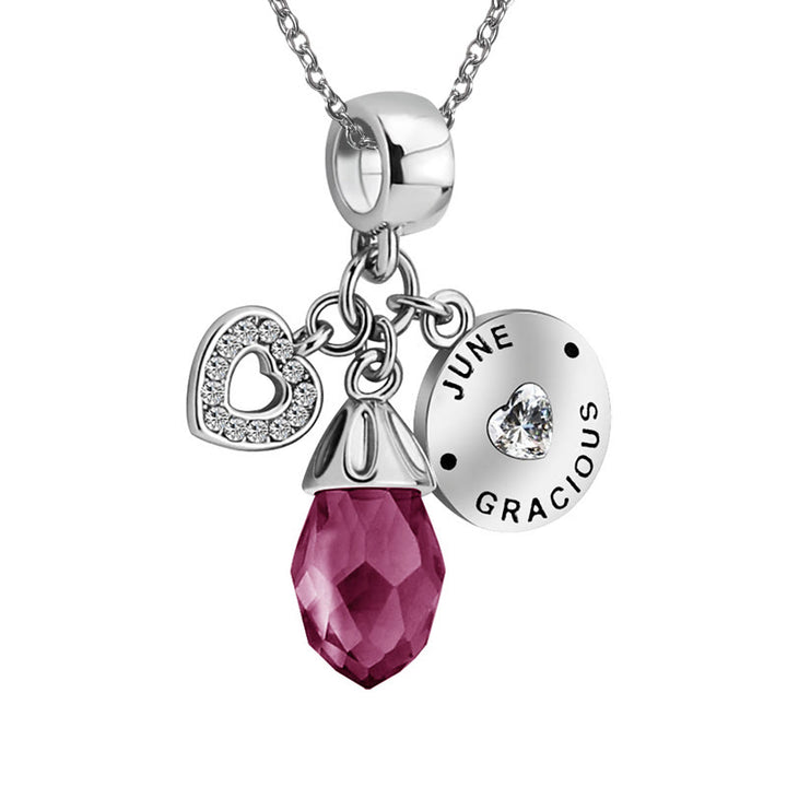 Olivenorma Diamond Heart Pendant Birthstone Necklace - June&Light Amethyst - image 5