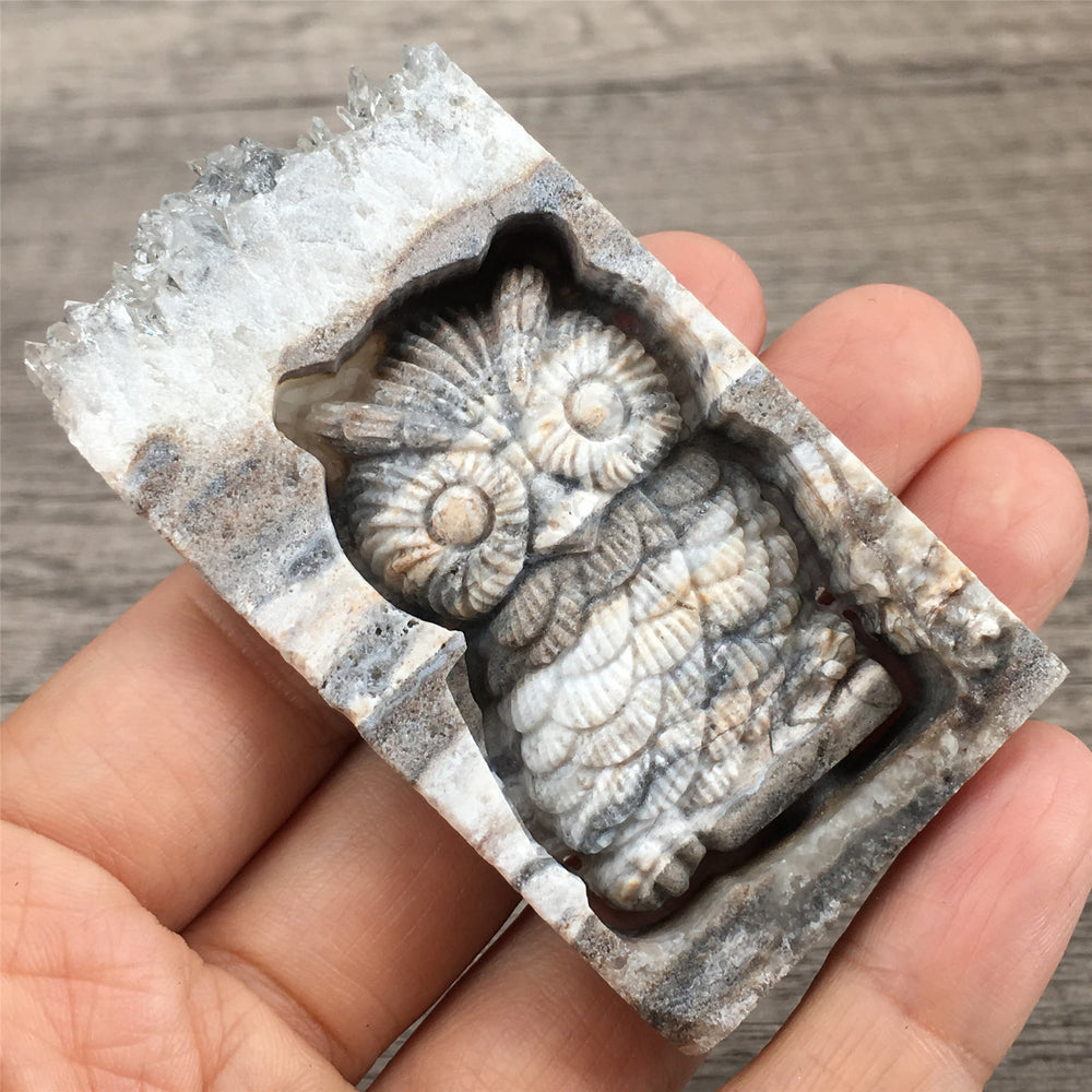 Olivenorma Natural Crystal Carved Crystal Owl Handicraft Ornament - image 1