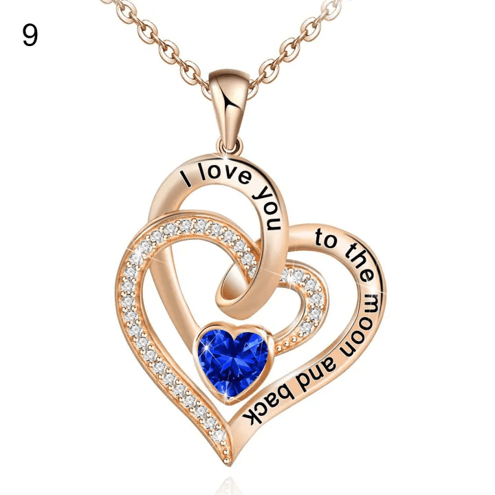 Olivenorma Hearts and Hearts Birthstone Necklace - Rosegold - September - image 12