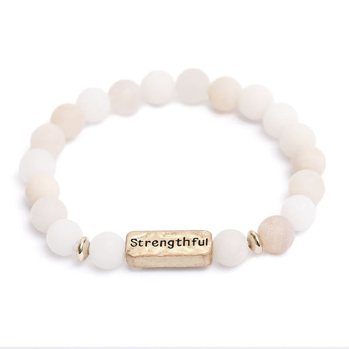 Olivenorma Natural Gemstone Strengthful Engraving Bracelet - White Agate - image 6