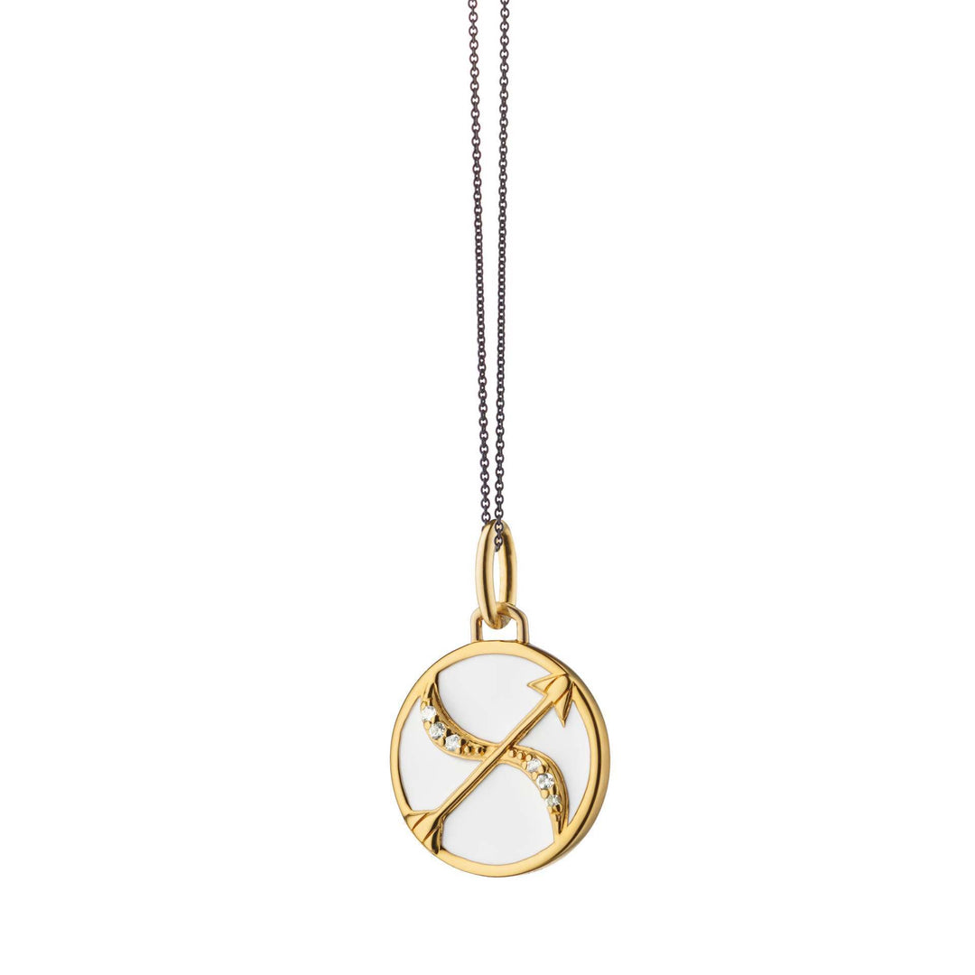 Olivenorma White Zircon Vintage Zodiac Stainless Steel 18k Necklace - Sagittarius - image 13
