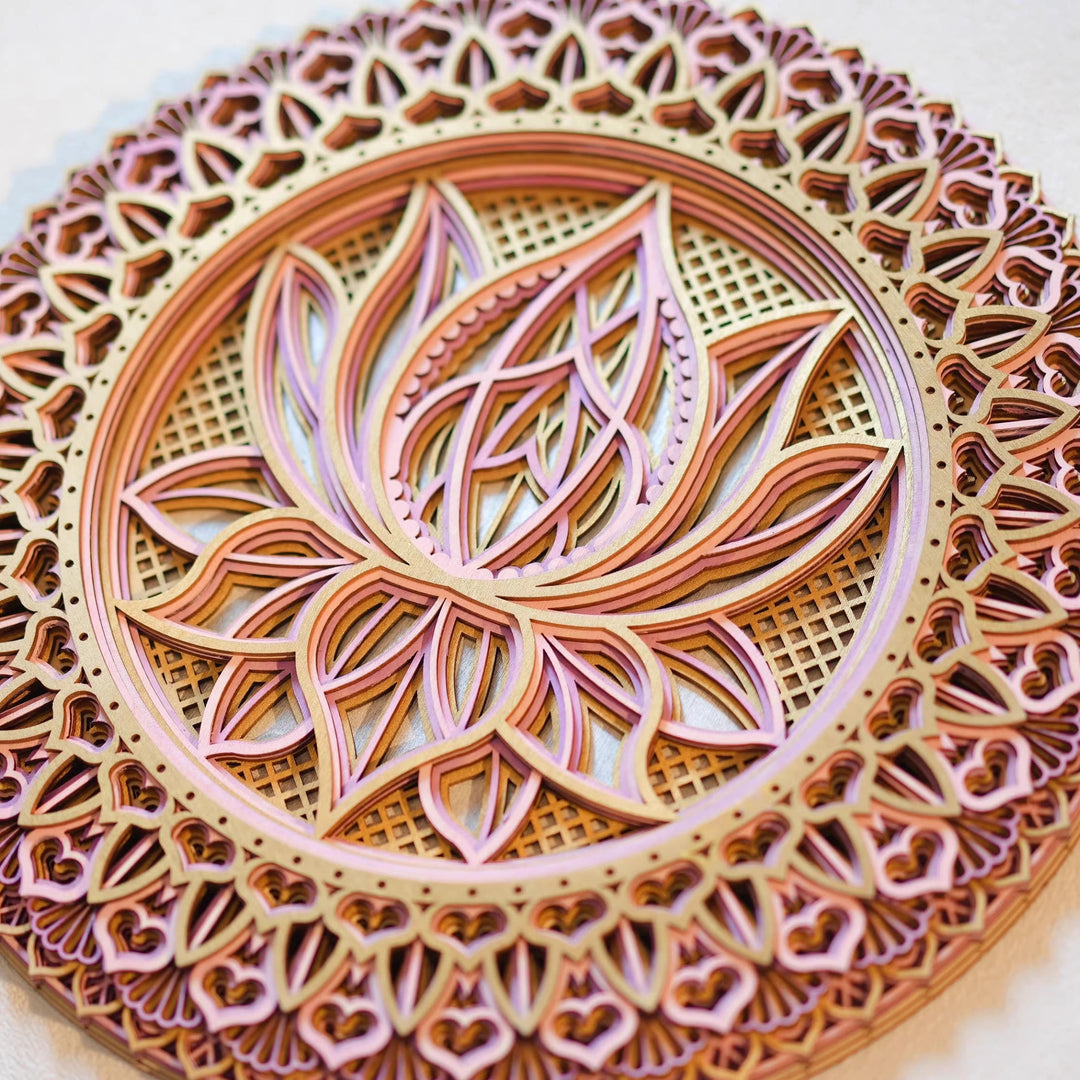 Olivenorma Pink Lotus Mandala 3D Engraving Wall Decor - image 3