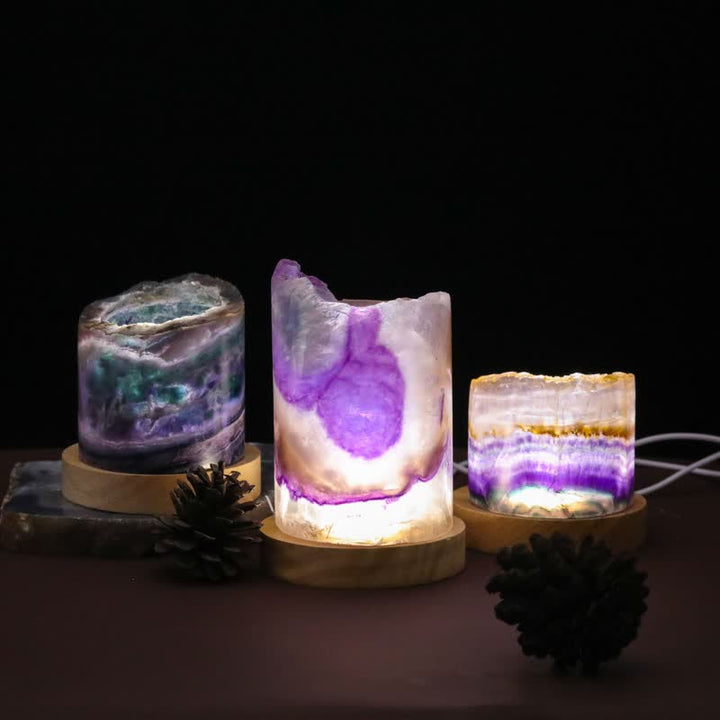 Olivenorma Natural Fluorite Cylinder Crystal Lamp - image 4