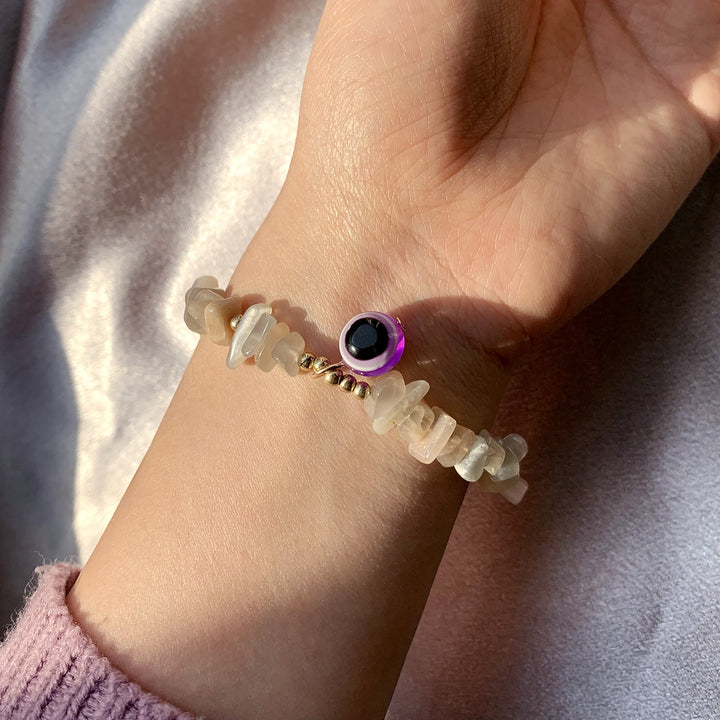 Olivenorma Natural Crystal Gravel Evil Eye Pendant Bracelet - image 31