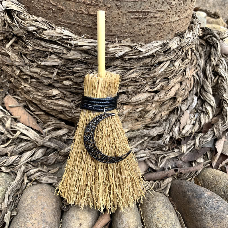 Olivenorma Handmade Mini Broom Crystal Ornamet - Black Moon #1 - image 22
