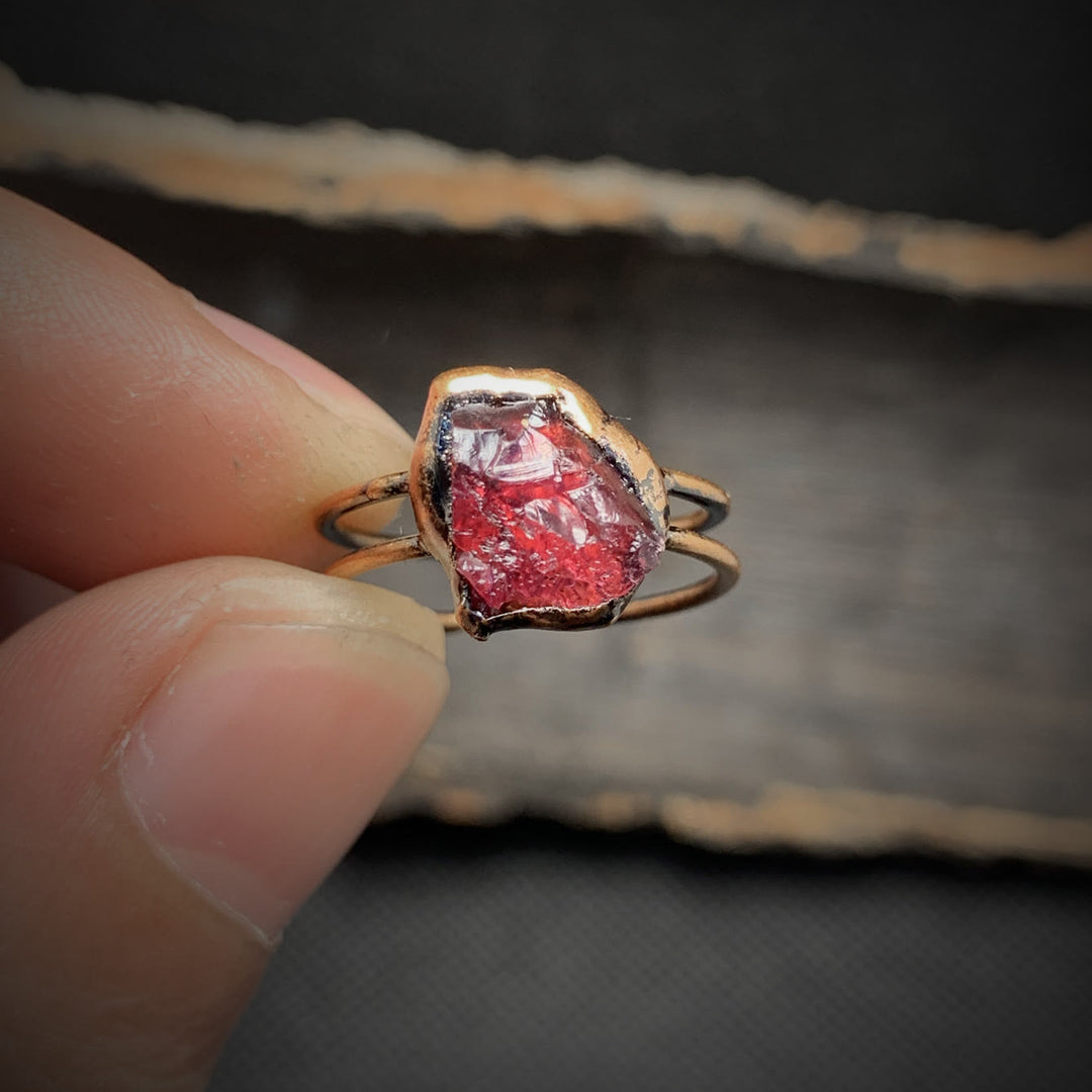 Olivenorma Natural Irregular Raw Stone Twelve Birthstone Adjustable Ring - image 2