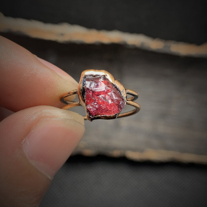 Olivenorma Natural Irregular Raw Stone Twelve Birthstone Adjustable Ring - image 2