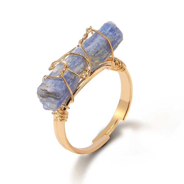 Olivenorma Natural Irregular Rough Wire Wrap Gemstone Ring - Kyanite - image 28