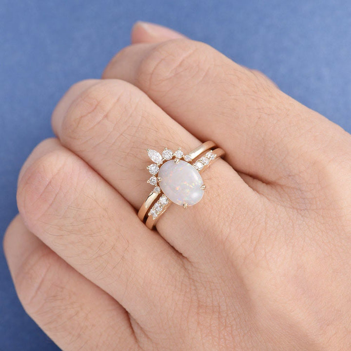 Olivenorma Antique Oval Opal Engagement Rose Gold Ring - image 2