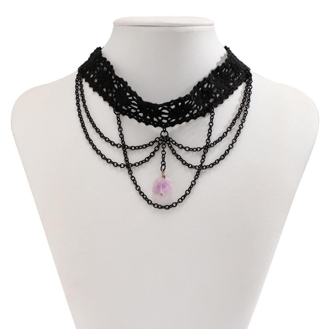 Olivenorma Amethyst Halloween Gothic Lace Choker Necklace - image 9