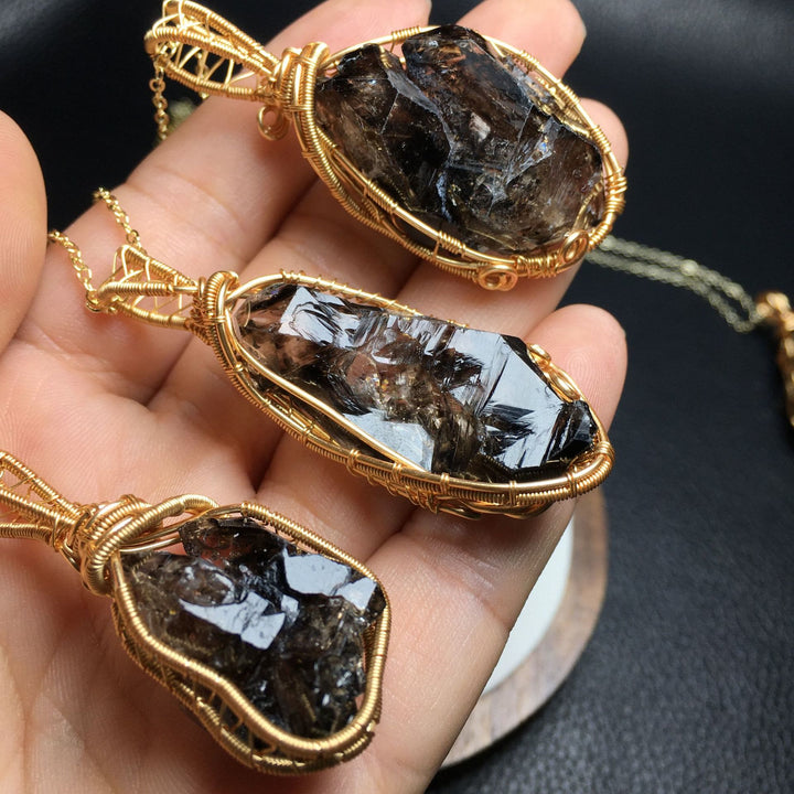 Olivenorma Natural Smoky Quartz Copper Wire Wrap Pendant Necklace - Smoky Quartz - image 0